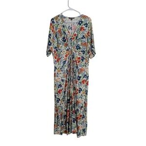 Ralph Lauren Floral Linen Blend Dress Women's Size XL Midi Maxi Tiered Spring